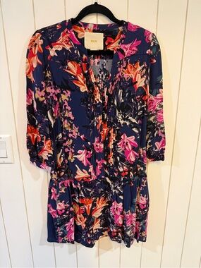 Anthropologie 3/4 sleeve floral design dress